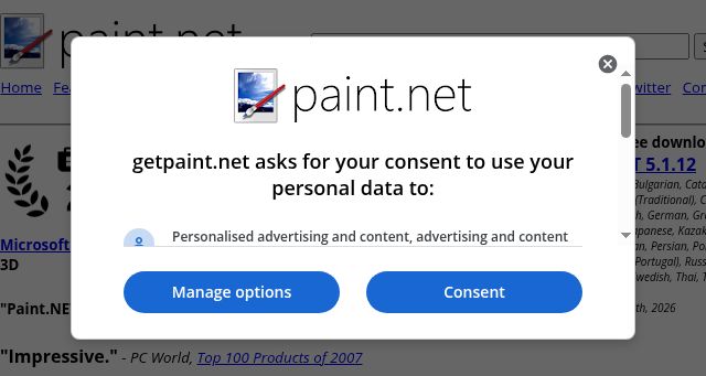 Screenshot of getpaint.net