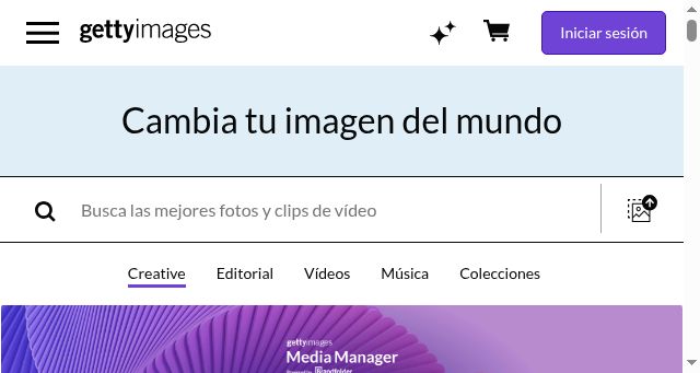 Screenshot of gettyimages.es