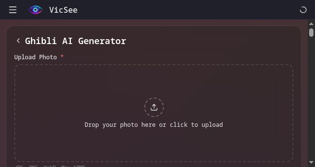 Screenshot of ghibliaigenerator.app