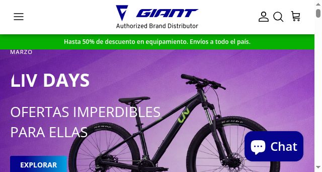 Screenshot of giant-bicycles.com.ar