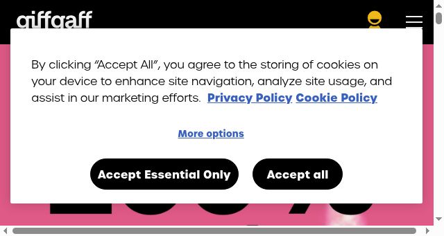 Screenshot of giffgaff.com