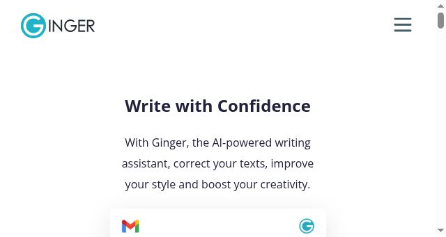 Screenshot of gingersoftware.com