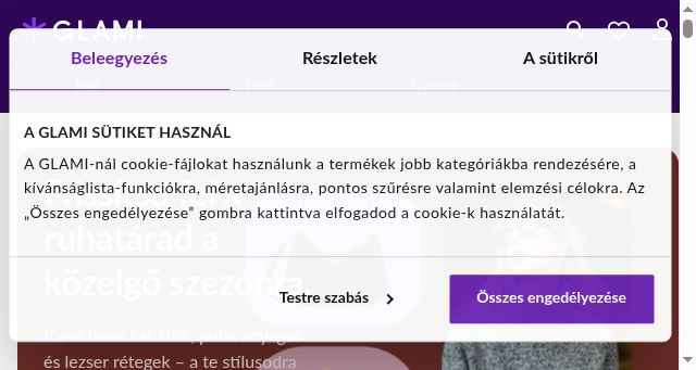 Screenshot of glami.hu