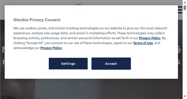 Screenshot of glanbianutritionals.com
