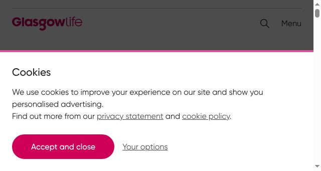 Screenshot of glasgowlife.org.uk