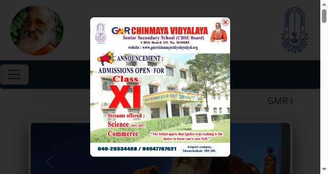 Screenshot of gmrchinmayavidyalayahyd.org