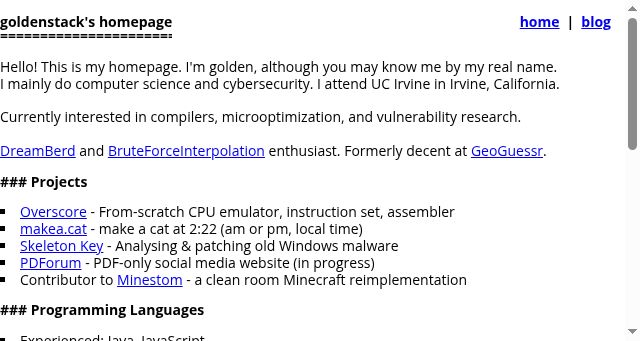 Screenshot of goldenstack.net