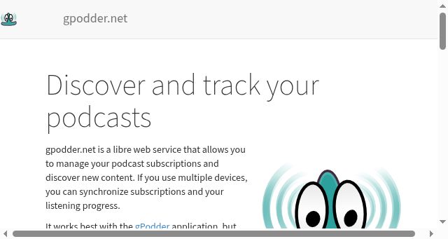 Screenshot of gpodder.net
