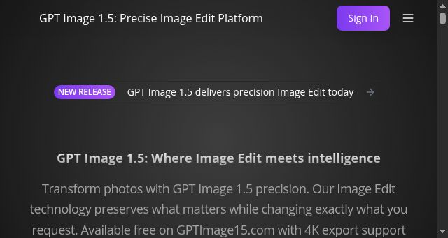 Screenshot of gptimage15.com