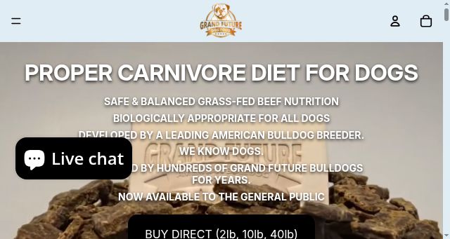 Screenshot of grandfuturedogfood.com