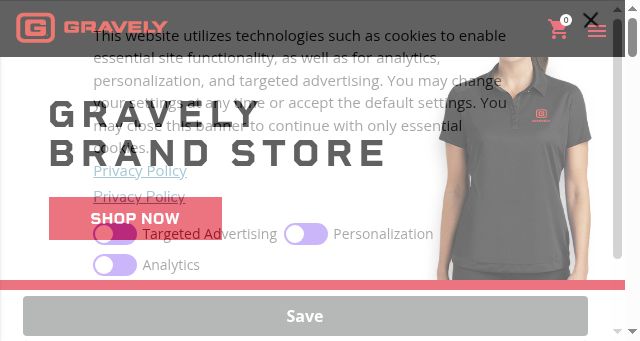 Screenshot of gravelybrandstore.com