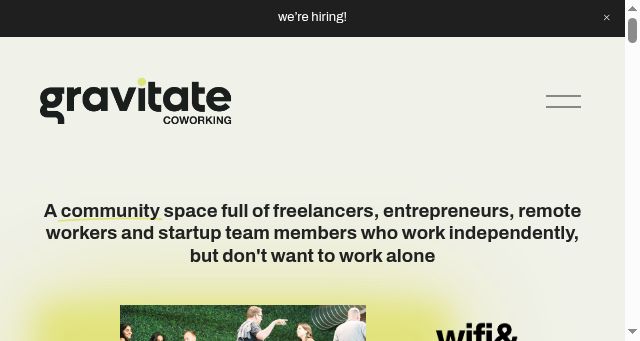 Screenshot of gravitatecoworking.com