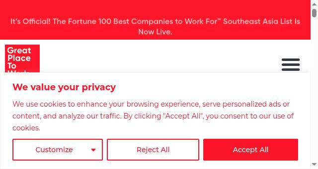 Screenshot of greatplacetowork.com.sg
