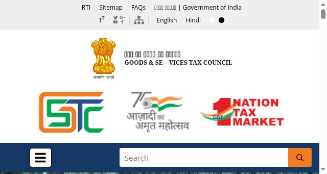 Screenshot of gstcouncil.gov.in