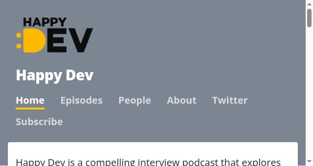 Screenshot of happydev.fm