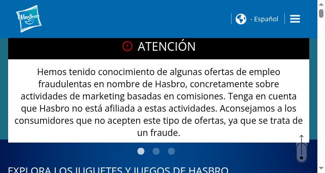 Screenshot of hasbro.com