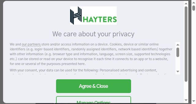 Screenshot of hayters.com
