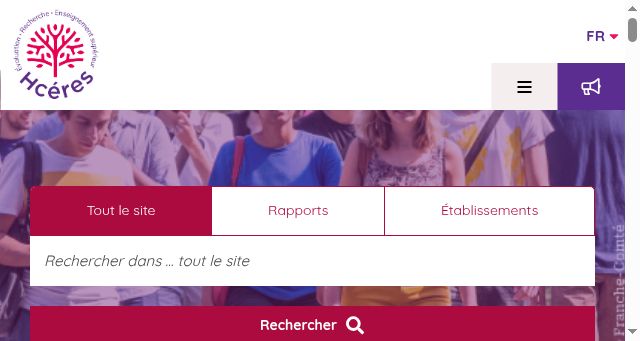 Screenshot of hceres.fr