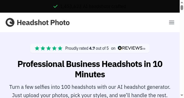 Screenshot of headshotphoto.io