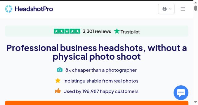 Screenshot of headshotpro.com