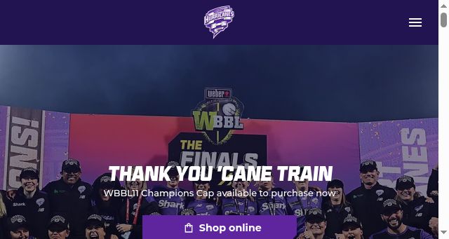 Screenshot of hobarthurricanes.com.au