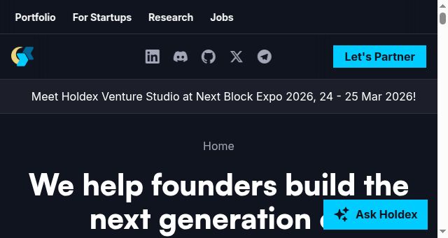 Screenshot of holdex.io