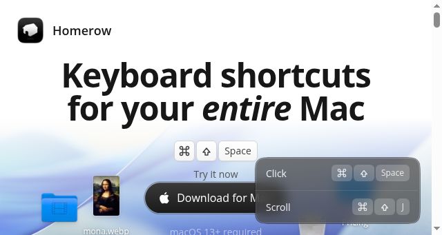 Screenshot of homerow.com