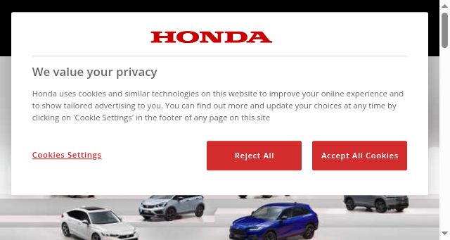 Screenshot of honda.co.uk