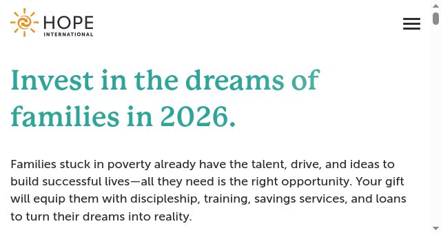 Screenshot of hopeinternational.org