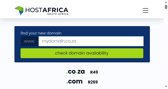 Screenshot of hostafrica.co.za