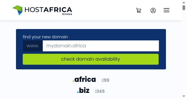 Screenshot of hostafrica.com.gh