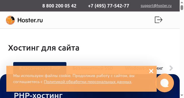 Screenshot of hoster.ru