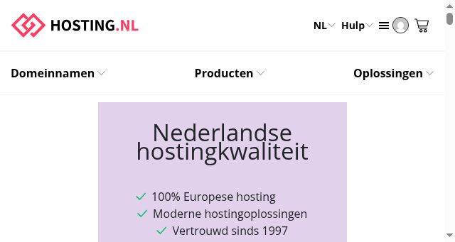 Screenshot of hosting.nl