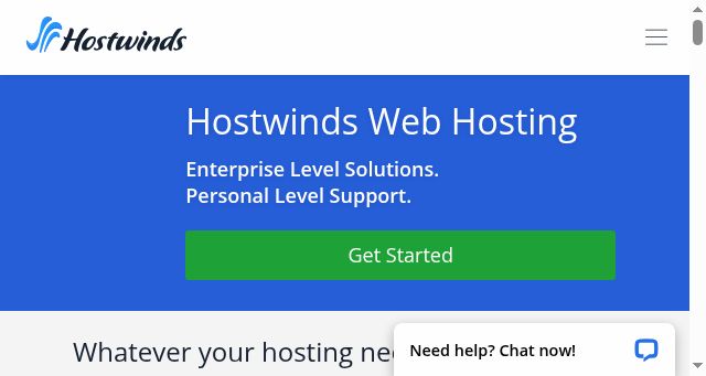 Screenshot of hostwinds.com