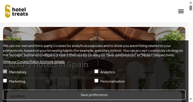Screenshot of hoteltreats.com