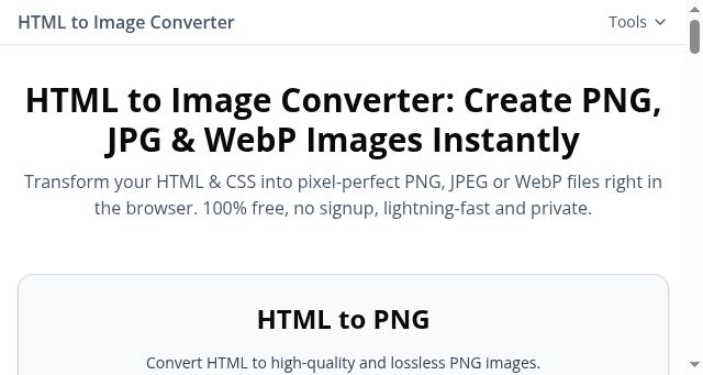 Screenshot of htmltoimageconverter.com