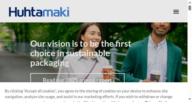 Screenshot of huhtamaki.com