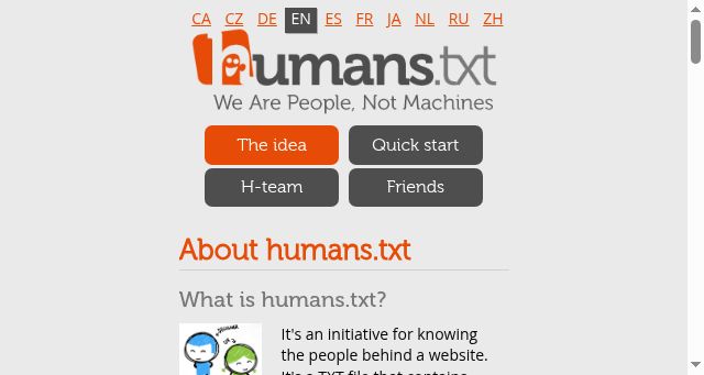 Screenshot of humanstxt.org