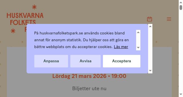 Screenshot of huskvarnafolketspark.se