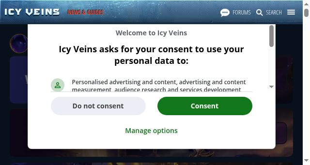 Screenshot of icy-veins.com