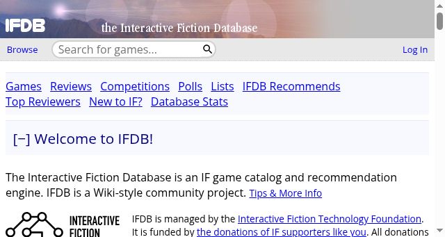 Screenshot of ifdb.org