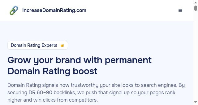 Screenshot of increasedomainrating.com