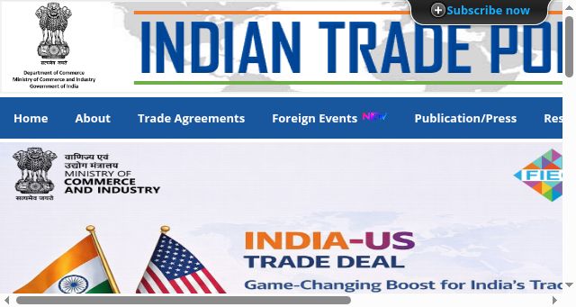 Screenshot of indiantradeportal.in