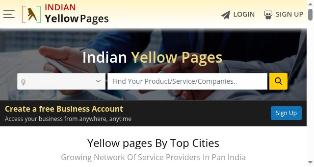 Screenshot of indianyellowpages.com