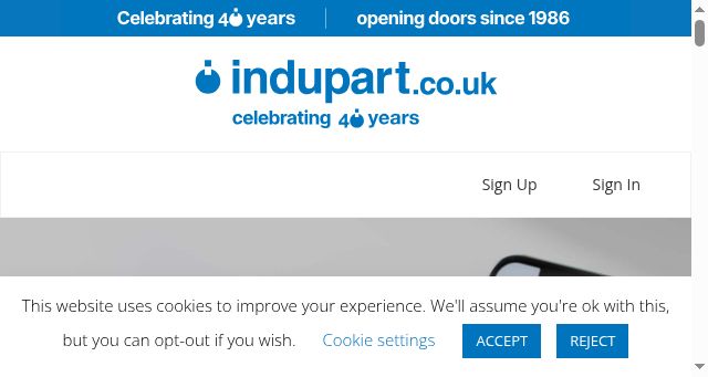 Screenshot of indupart.co.uk