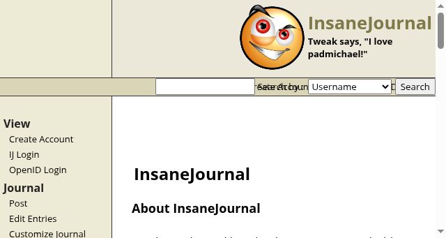 Screenshot of insanejournal.com