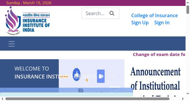 Screenshot of insuranceinstituteofindia.com