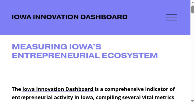 Screenshot of iowainnovationdashboard.com