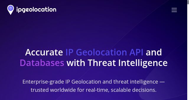 Screenshot of ipgeolocation.io