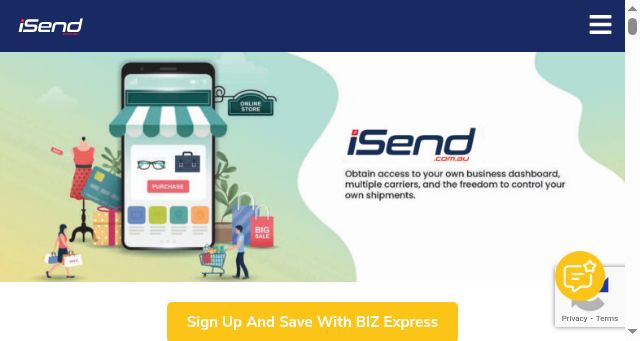 Screenshot of isend.com.au